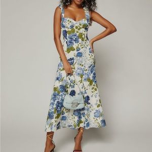 Reformation Nadira Dress in Lucca (Blue Floral)
